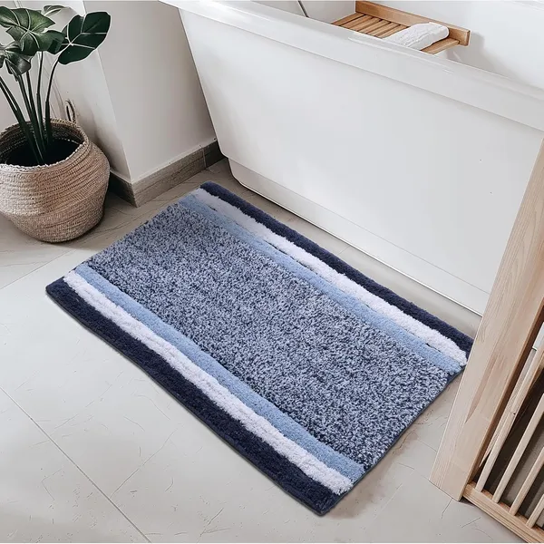 Blue_Premium_Quality_Cotton_Bed_Runner_&_Bath_Mat_40_X_120_Cm_&_40_X_60_Cm