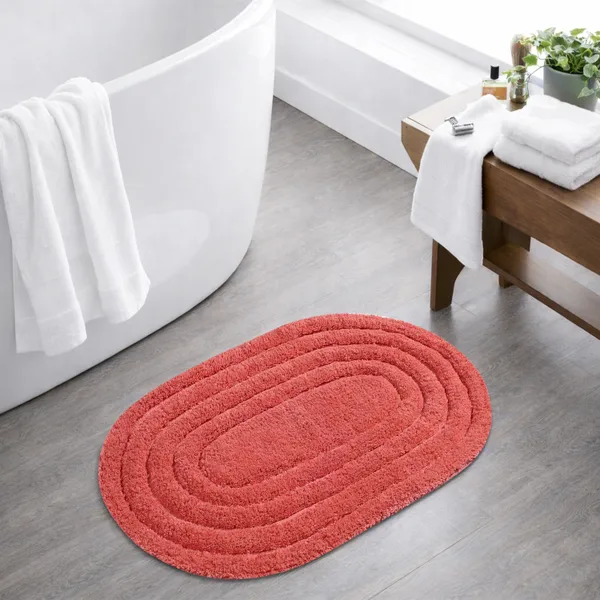 Solid_Peach_Race_Track_Fine_Cotton_Oval_Bathmat