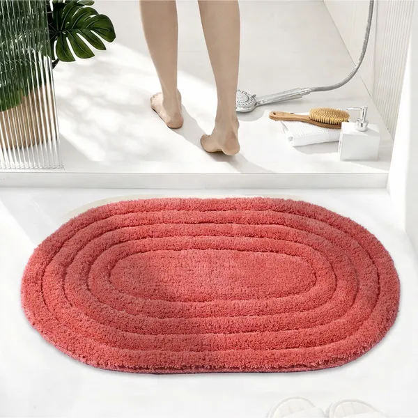 Solid_Peach_Race_Track_Fine_Cotton_Oval_Bathmat