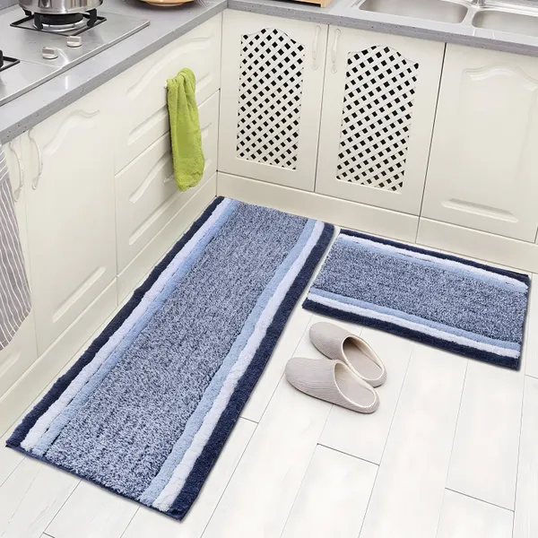 Blue_Premium_Quality_Cotton_Bed_Runner_&_Bath_Mat_40_X_120_Cm_&_40_X_60_Cm
