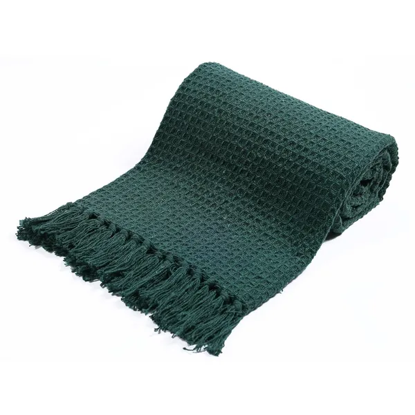 Bottle_Green_Premium_Quality_Cotton_Waffle_Throw_125_X_160_Cm