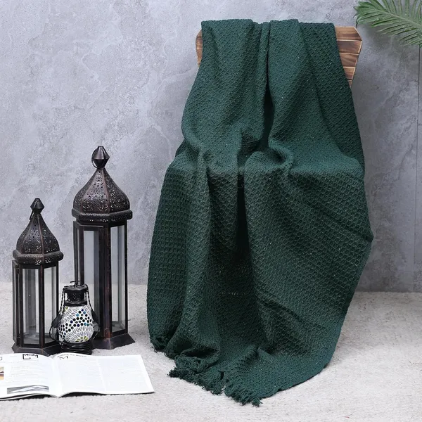 Bottle_Green_Premium_Quality_Cotton_Waffle_Throw_125_X_160_Cm