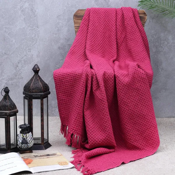 Fuschia_Premium_Quality_Cotton_Waffle_Throw_125_X_160_Cm