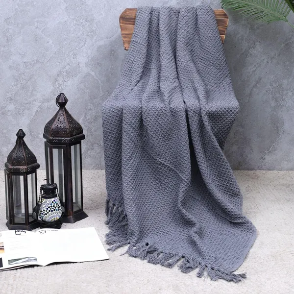 Steel_Grey_Premium_Quality_Cotton_Waffle_Throw_125_X_160_Cm