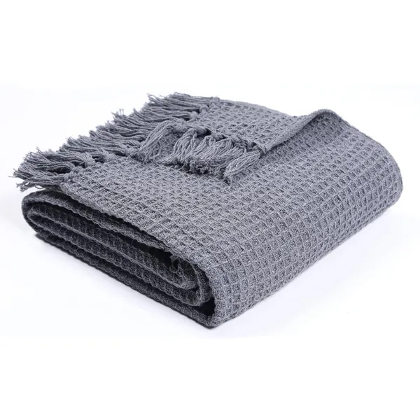 Steel_Grey_Premium_Quality_Cotton_Waffle_Throw_125_X_160_Cm