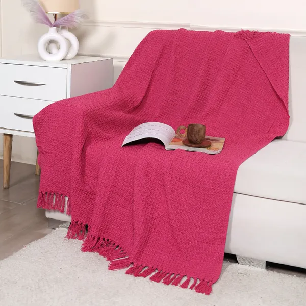 Fuschia_Premium_Quality_Cotton_Waffle_Throw_125_X_160_Cm