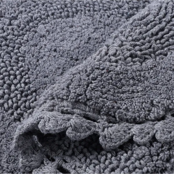Steel_Grey_Premium_Quality_Cotton_Super_Soft_Reversible_Crochet_Bath_Mat/Bathroom_40_X_60_Cm