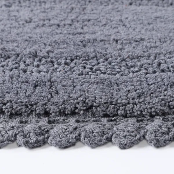 Steel_Grey_Premium_Quality_Cotton_Super_Soft_Reversible_Crochet_Bath_Mat/Bathroom_40_X_60_Cm