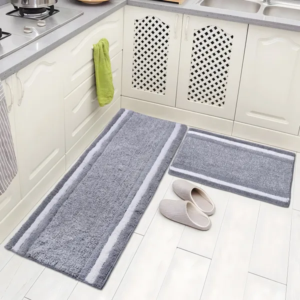 Grey_Premium_Quality_Cotton_Kitchen_Runner_&_Bath_Mat_40_X_120_Cm_&_40_X_60_Cm