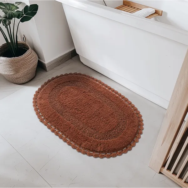Tan_Premium_Quality_Cotton_Super_Soft_Reversible_Crochet_Bath_Mat/Bathroom_40_X_60_Cm