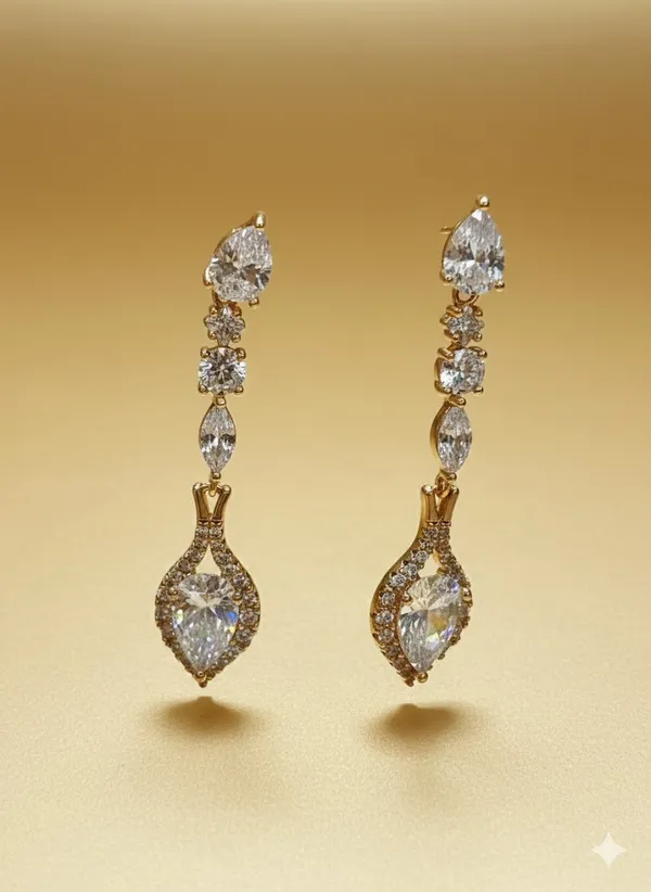 Gold_Pearcut_Zircon_Long_Drop_Ears_Anti_Tarnish_Earring_For_Women