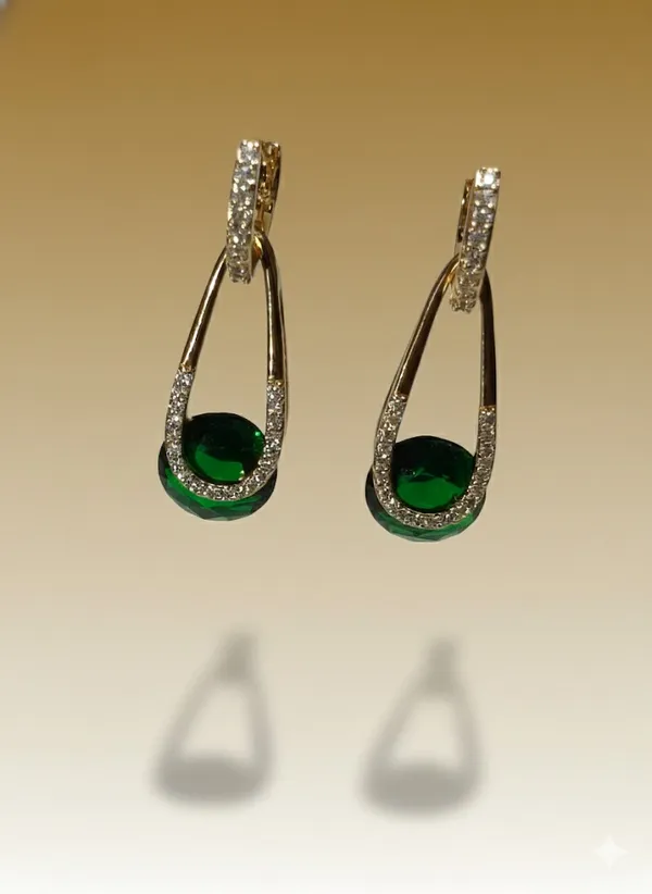 Green_Emerald_Drop_Sparkle_Gold_Ears_Anti_Tarnish_Earring_For_Women