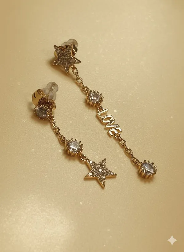 Gold_Star_And_Love_Dangling_Ears_Anti_Tarnish_Earring_For_Women