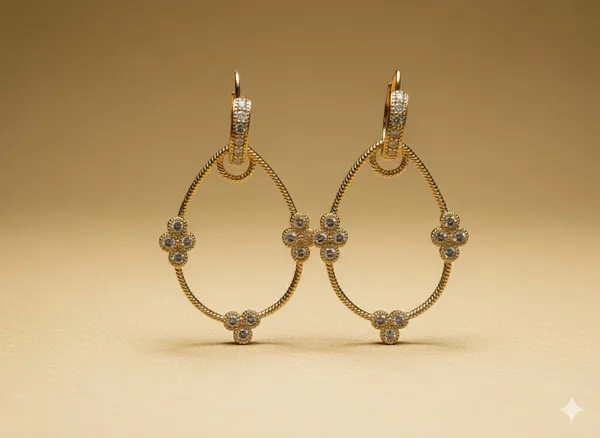 Gold_Teardrop_Floral_Hoop_Ears_Anti_Tarnish_Earring_For_Women