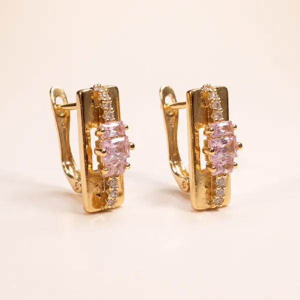 Pink_Baguette_Crystal_Gold_Ears_Anti_Tarnish_Earring_For_Women