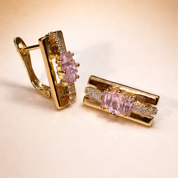 Pink_Baguette_Crystal_Gold_Ears_Anti_Tarnish_Earring_For_Women