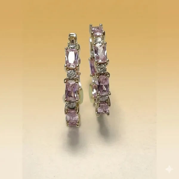 Pink_&_White_Stone_Gold_Hoop_Ears_Anti_Tarnish_Earring_For_Women