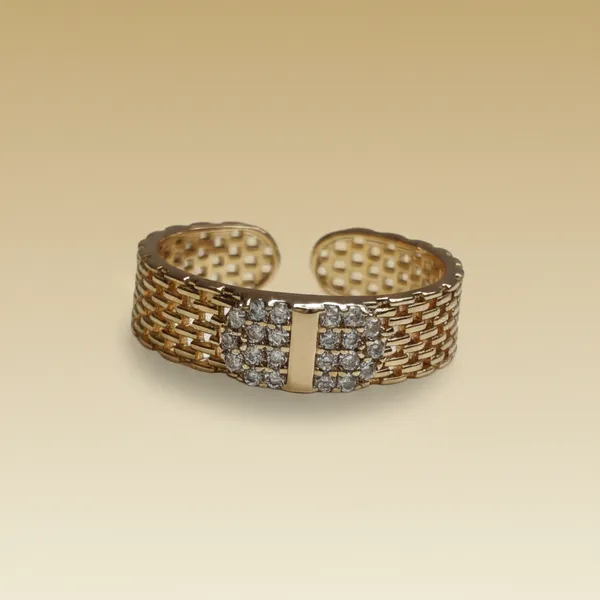 Gold_Mesh_Texture_Adjustable_Anti_Tarnish_Finger_Ring_For_Women