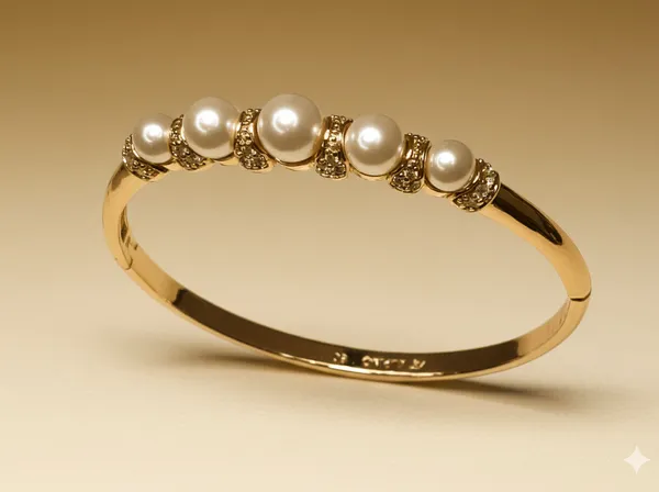 White_Gold_Pearl_Stone_Anti_Tarnish_Ring_Bracelet_For_Women