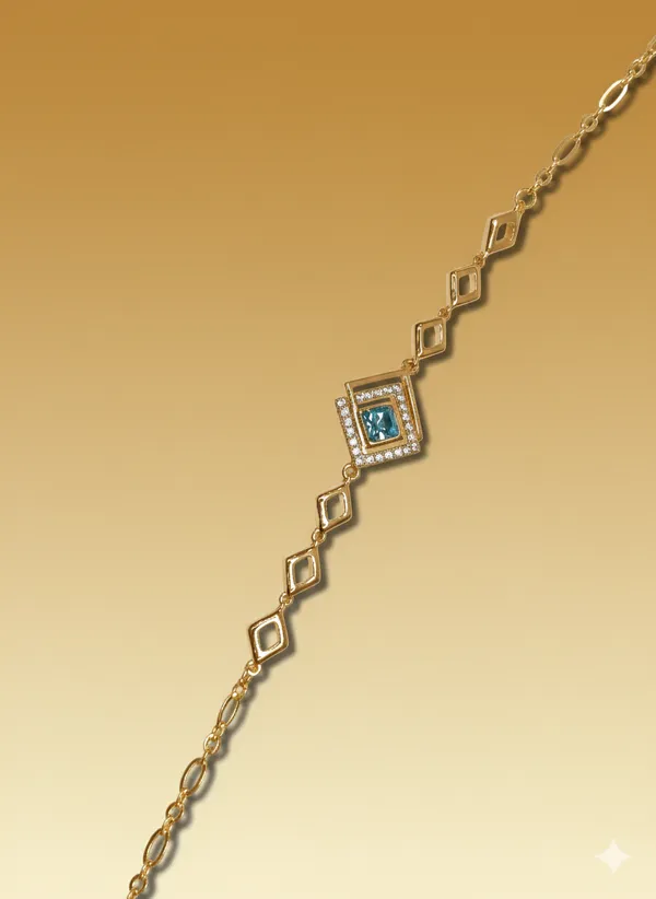 Light_Blue_Topaz_Rhombus_Anti_Tarnish_Bracelet_For_Women
