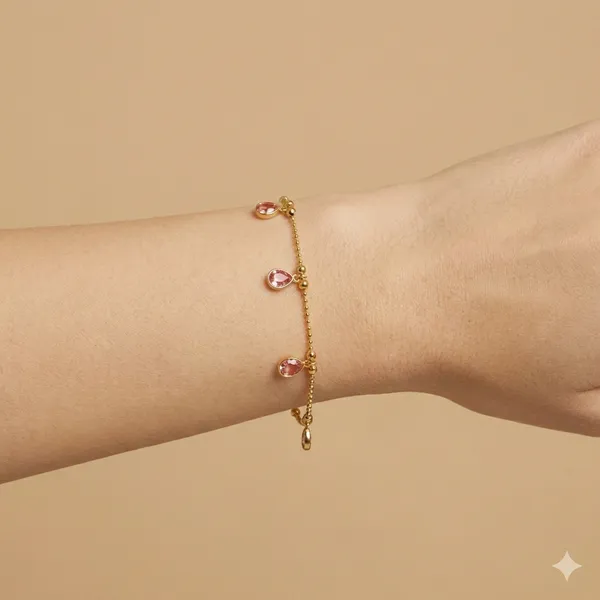 Rose_Pink_Crystal_Dangle_Chain_Anti_Tarnish_Bracelet_For_Women