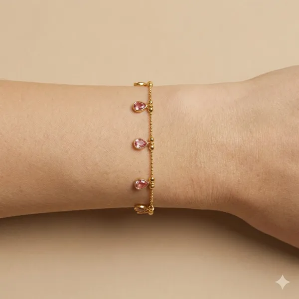 Rose_Pink_Crystal_Dangle_Chain_Anti_Tarnish_Bracelet_For_Women