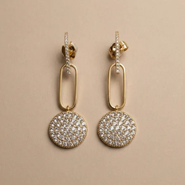 Gold_Link_Drop_Ears_With_Crystalstudded_Disc_Anti_Tarnish_Earring_For_Women