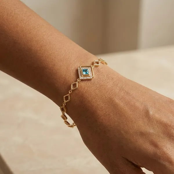 Light_Blue_Topaz_Rhombus_Anti_Tarnish_Bracelet_For_Women