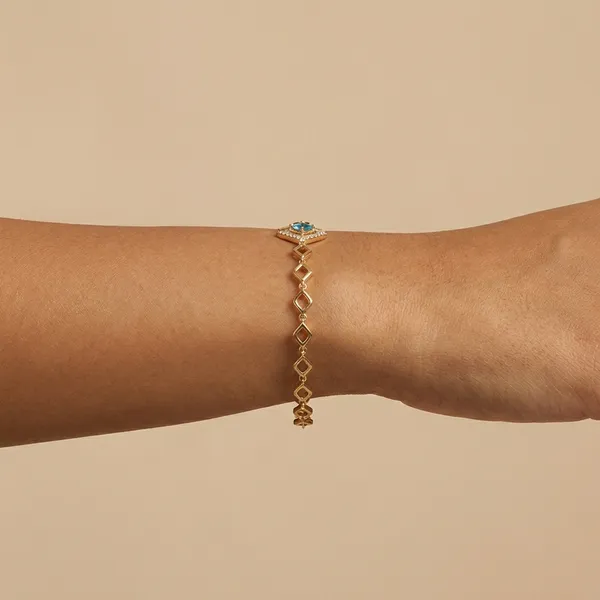 Light_Blue_Topaz_Rhombus_Anti_Tarnish_Bracelet_For_Women