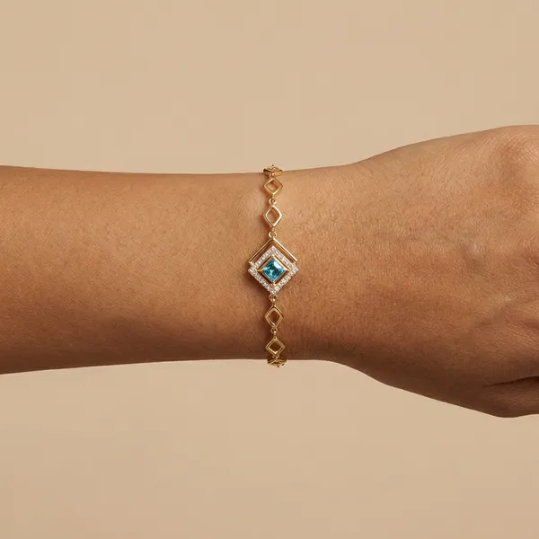 Light_Blue_Topaz_Rhombus_Anti_Tarnish_Bracelet_For_Women