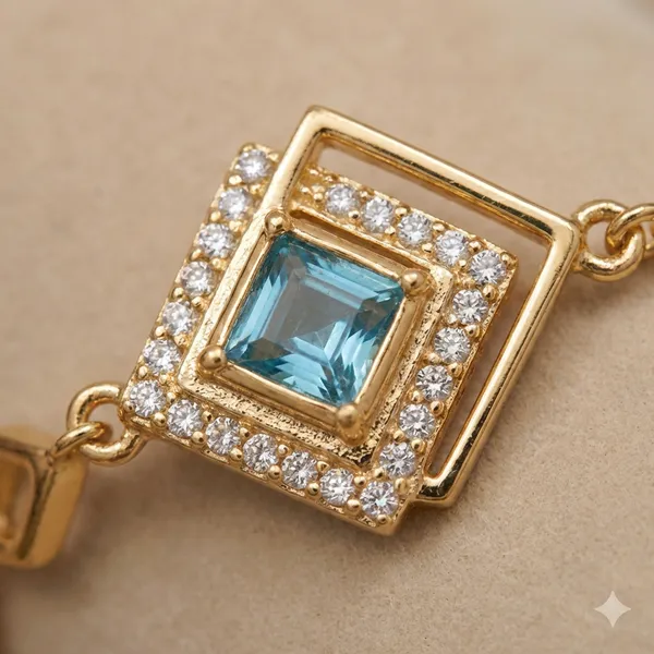 Light_Blue_Topaz_Rhombus_Anti_Tarnish_Bracelet_For_Women