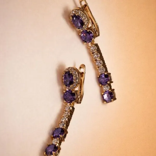 Purple_Stone_Dangle_Ears_Anti_Tarnish_Earring_For_Women