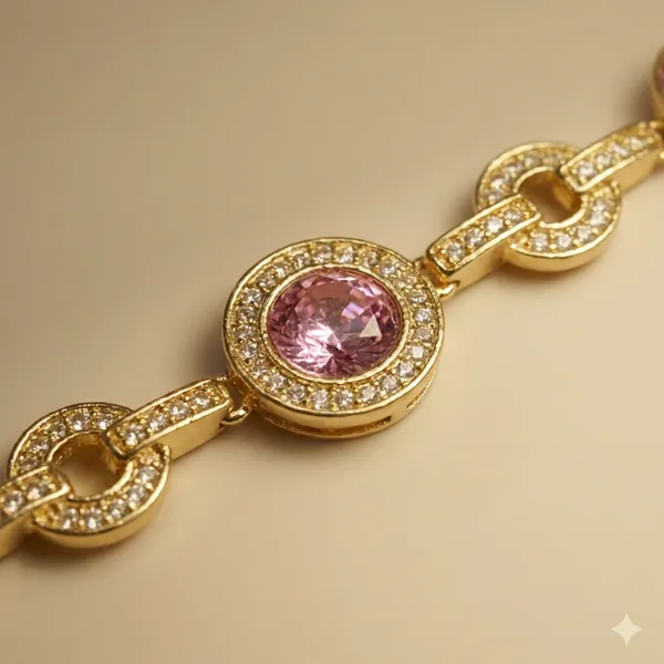 Purple_Rose_Crystal_Link_Anti_Tarnish_Bracelet_For_Women