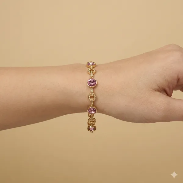 Purple_Rose_Crystal_Link_Anti_Tarnish_Bracelet_For_Women