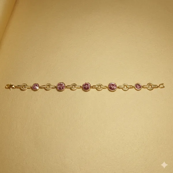 Purple_Rose_Crystal_Link_Anti_Tarnish_Bracelet_For_Women