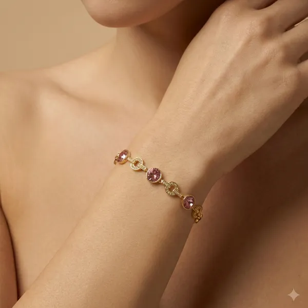 Purple_Rose_Crystal_Link_Anti_Tarnish_Bracelet_For_Women