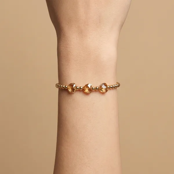 Golden_Yellow_Amber_Bead_Anti_Tarnish_Bracelet_For_Women