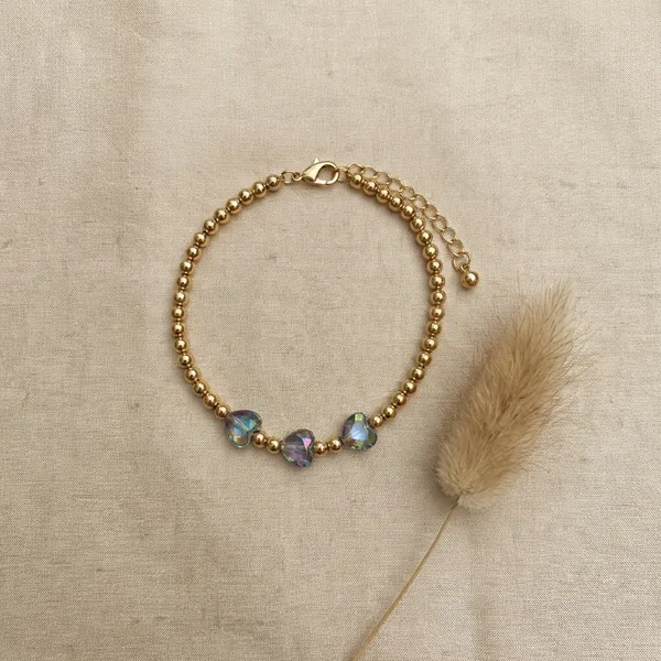 Grey_Iridescent_Heart_Beads_Anti_Tarnish_Bracelet_For_Women
