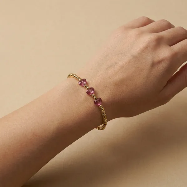 Rose_Pink_Magenta_Heart_Beads_Anti_Tarnish_Bracelet_For_Women