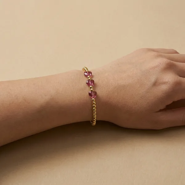 Rose_Pink_Magenta_Heart_Beads_Anti_Tarnish_Bracelet_For_Women