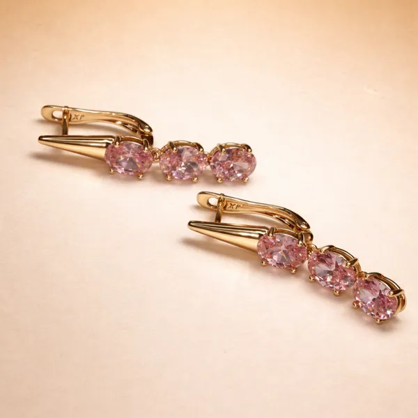 Pink_Oval_Crystal_Drop_Ears_Anti_Tarnish_Earring_For_Women