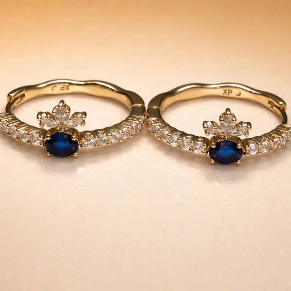 Blue_Sapphire_Crown_Hoop_Ears_Anti_Tarnish_Earring_For_Women