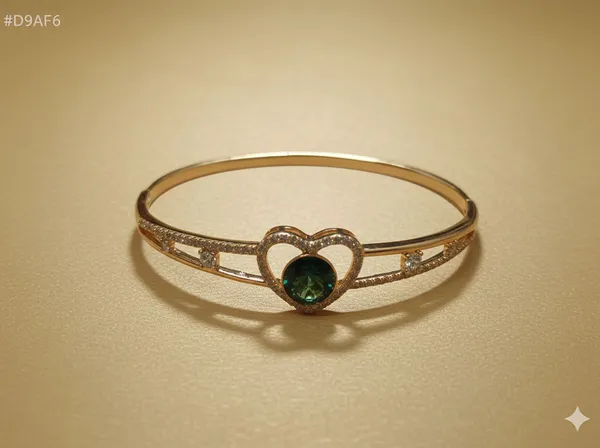 Green_Crystal_Heart_Gold_Anti_Tarnish_Ring_Bracelet_For_Women