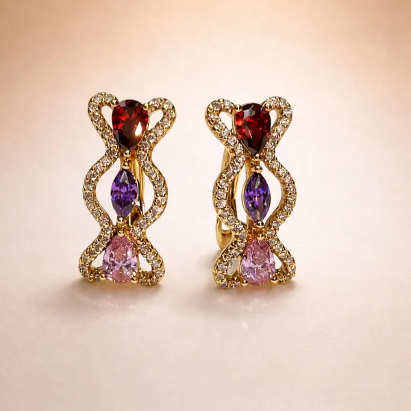 Multicolor_Dark_Crystal_Infinity_Drop_Ears_Anti_Tarnish_Earring_For_Women
