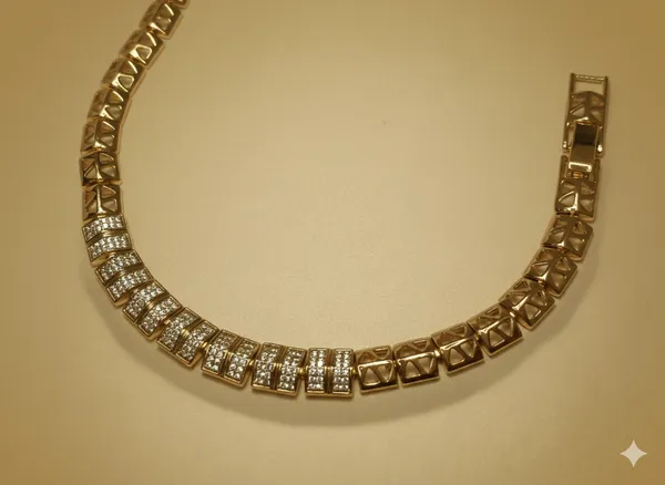 Gold_And_Silver_Geometric_Pave_Chain_Anti_Tarnish_Bracelet_For_Women