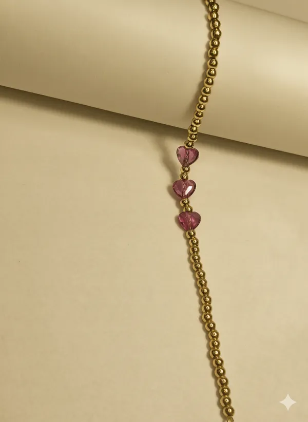 Rose_Pink_Magenta_Heart_Beads_Anti_Tarnish_Bracelet_For_Women