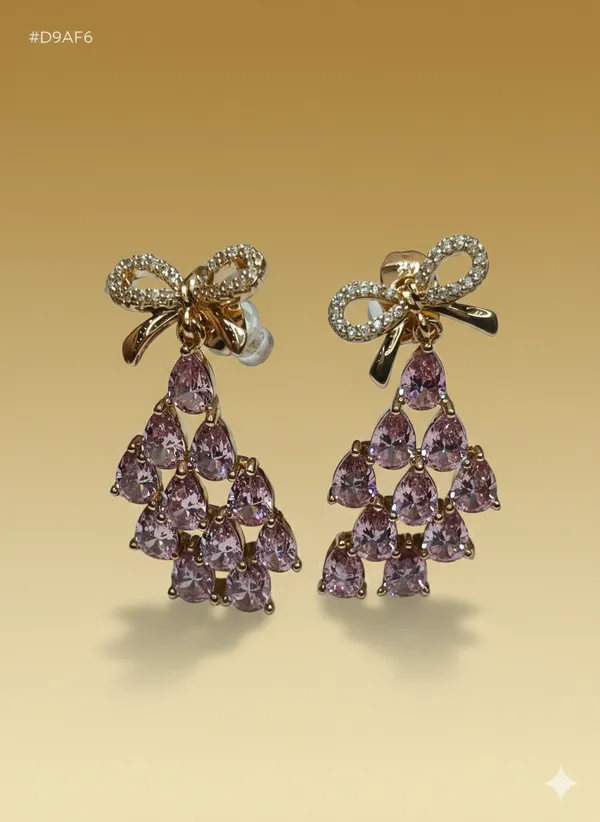 Pink_Crystal_Bow_Cascade_Ears_Anti_Tarnish_Earring_For_Women