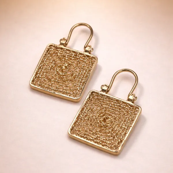 Gold_Textured_Square_Drop_Ears_Anti_Tarnish_Earring_For_Women