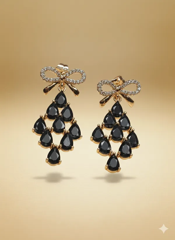 Black_Crystal_Bow_Cascade_Ears_Anti_Tarnish_Earring_For_Women