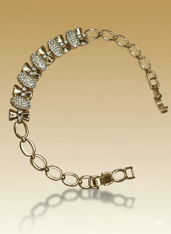 Gold_And_Silver_Sparkling_Bow_Anti_Tarnish_Bracelet_For_Women